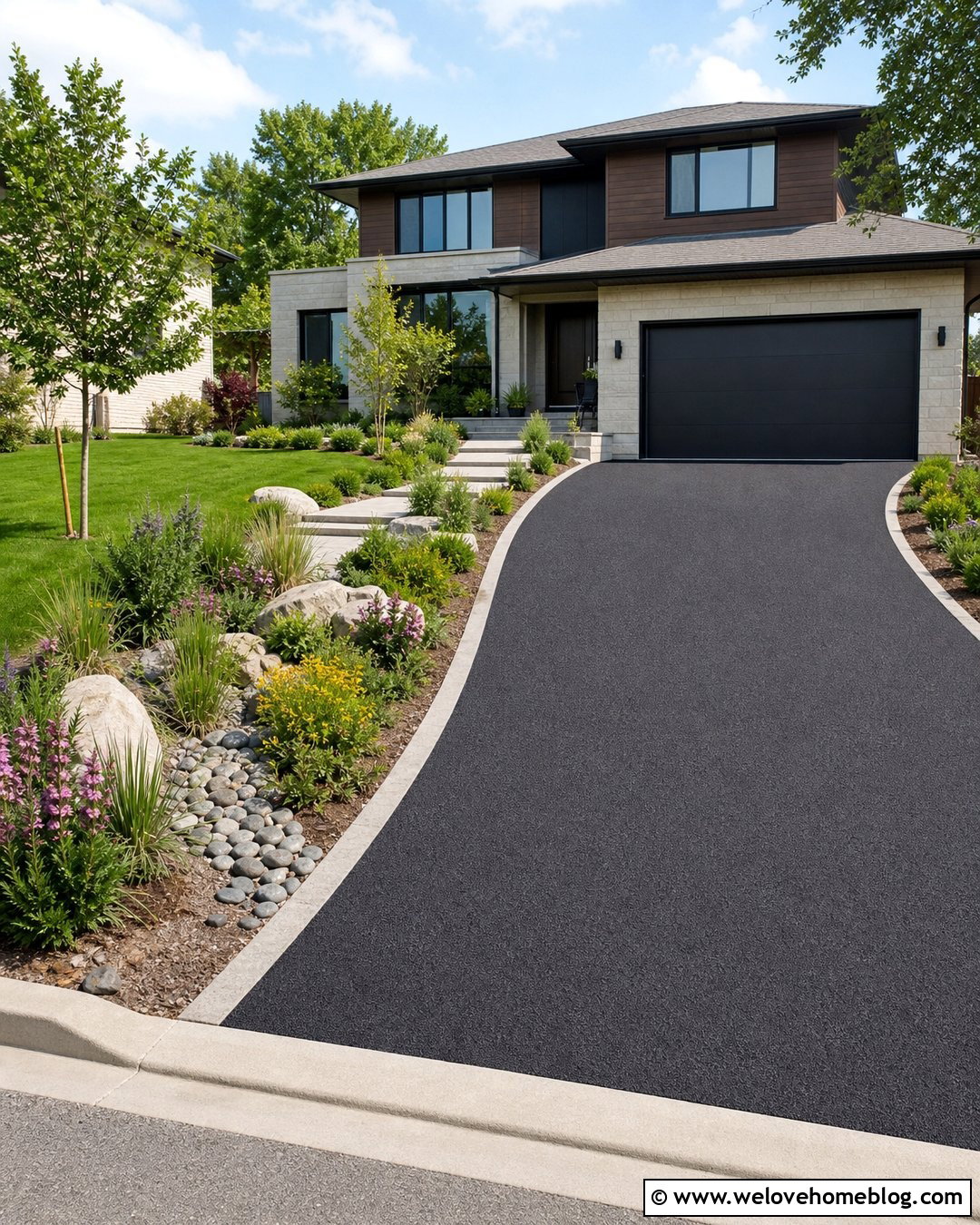 Porous Asphalt Driveway With Rain Garden - 30 driveway materials ideas