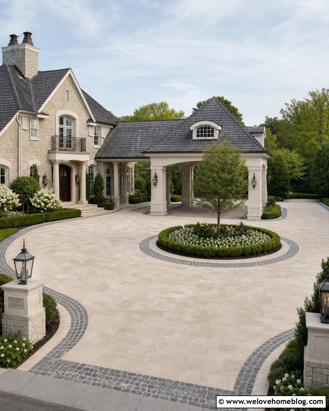 Porte Cochere Over Circular Driveway - 20 Shade For Driveway Ideas