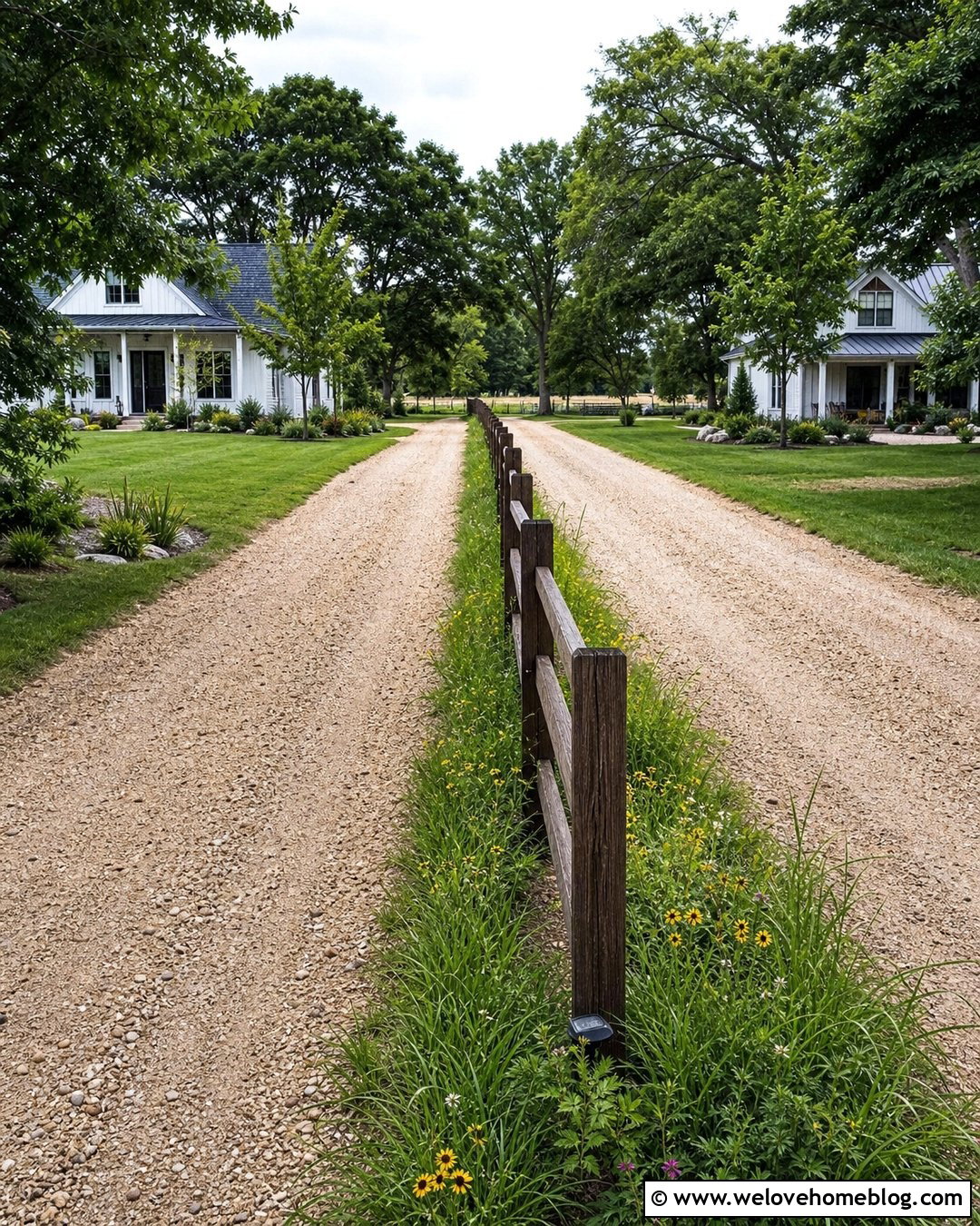 Post And Rail Shared Driveway Divider - 30 shared driveway divider ideas