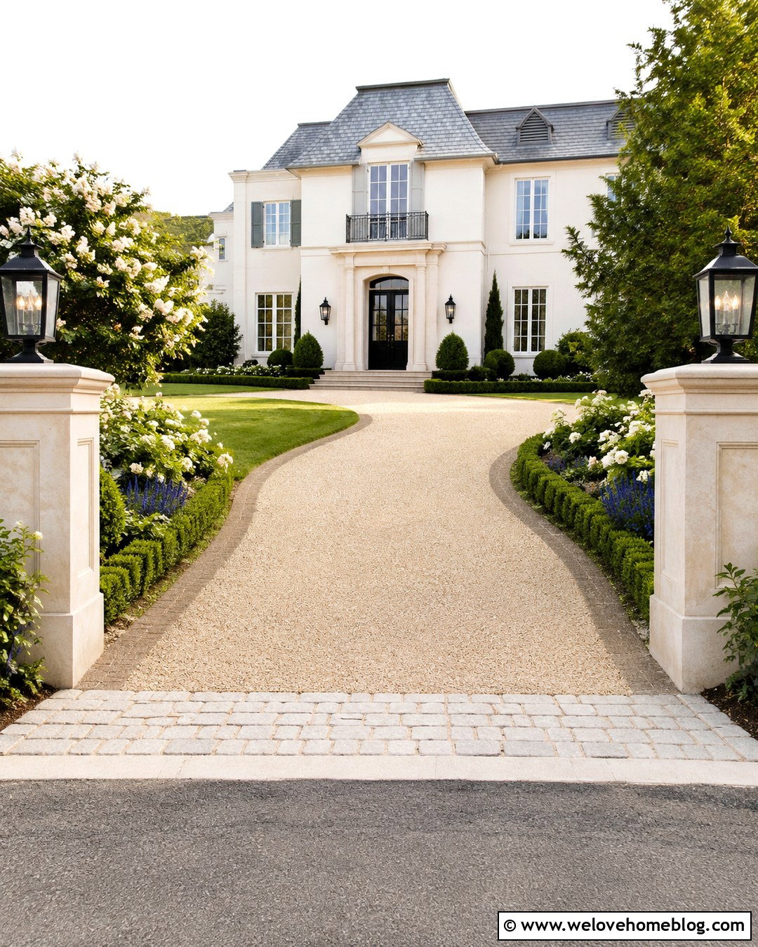 Preppy Resin Bound Driveway With Clipped Hedges - 20 Preppy Driveway Ideas