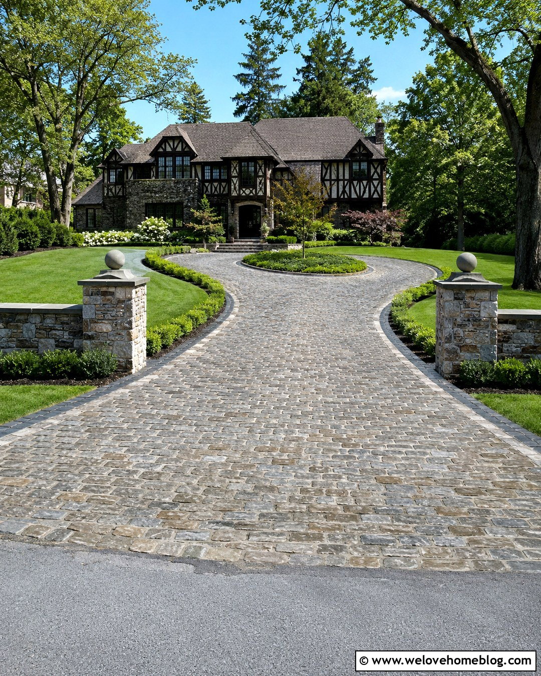 Pressure Washing a Cobblestone Driveway
