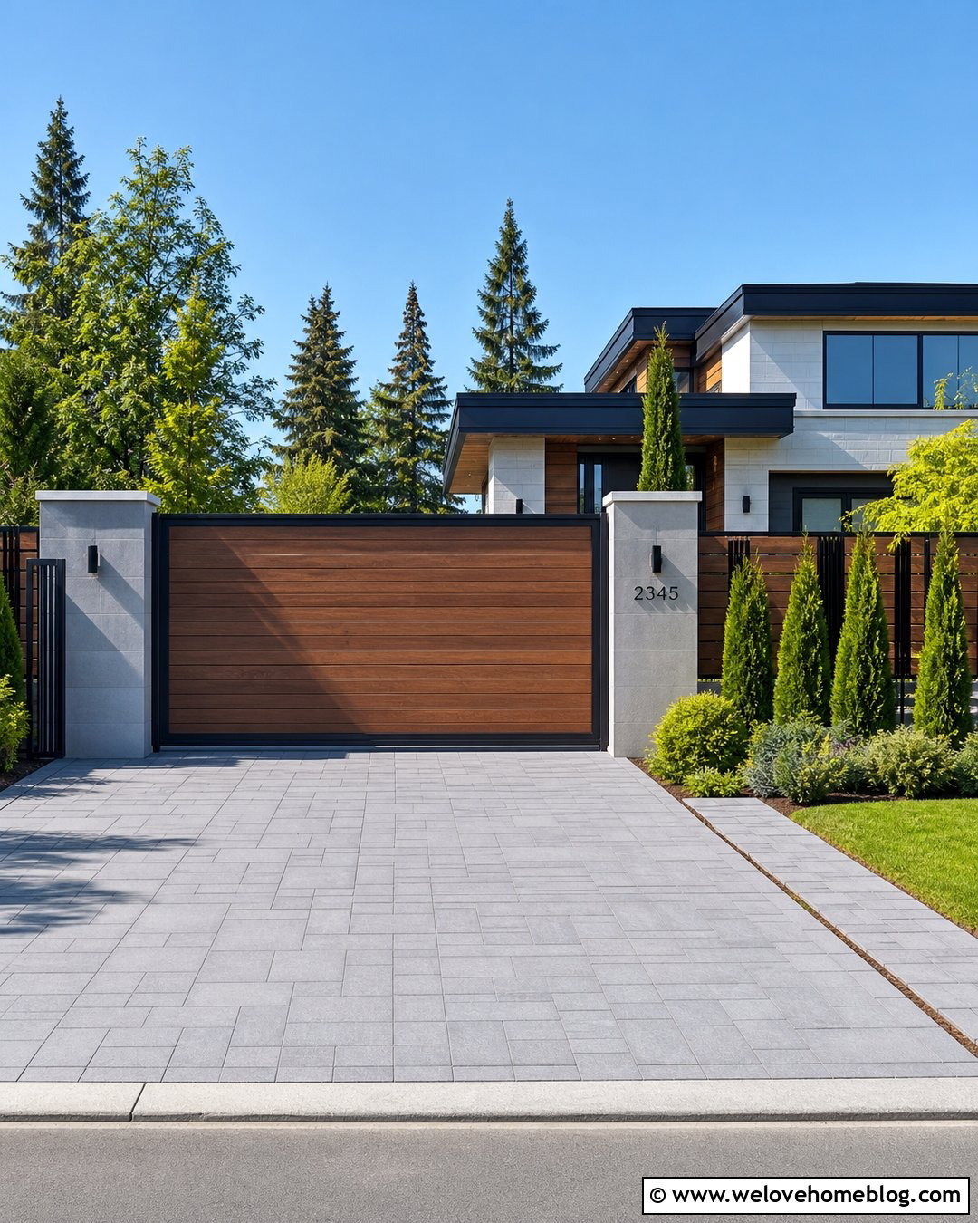 Privacy Driveway Gate With Composite Panels - 20 Entryway Gates Driveway Ideas