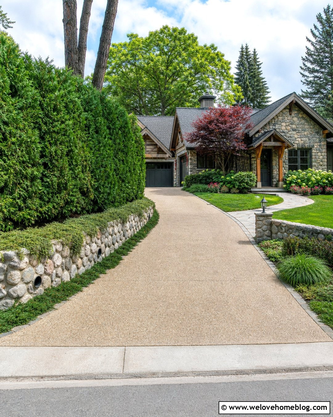 Privacy Hedge Behind Low Stone Wall Driveway - 20 Privacy Hedge Along Driveway Ideas