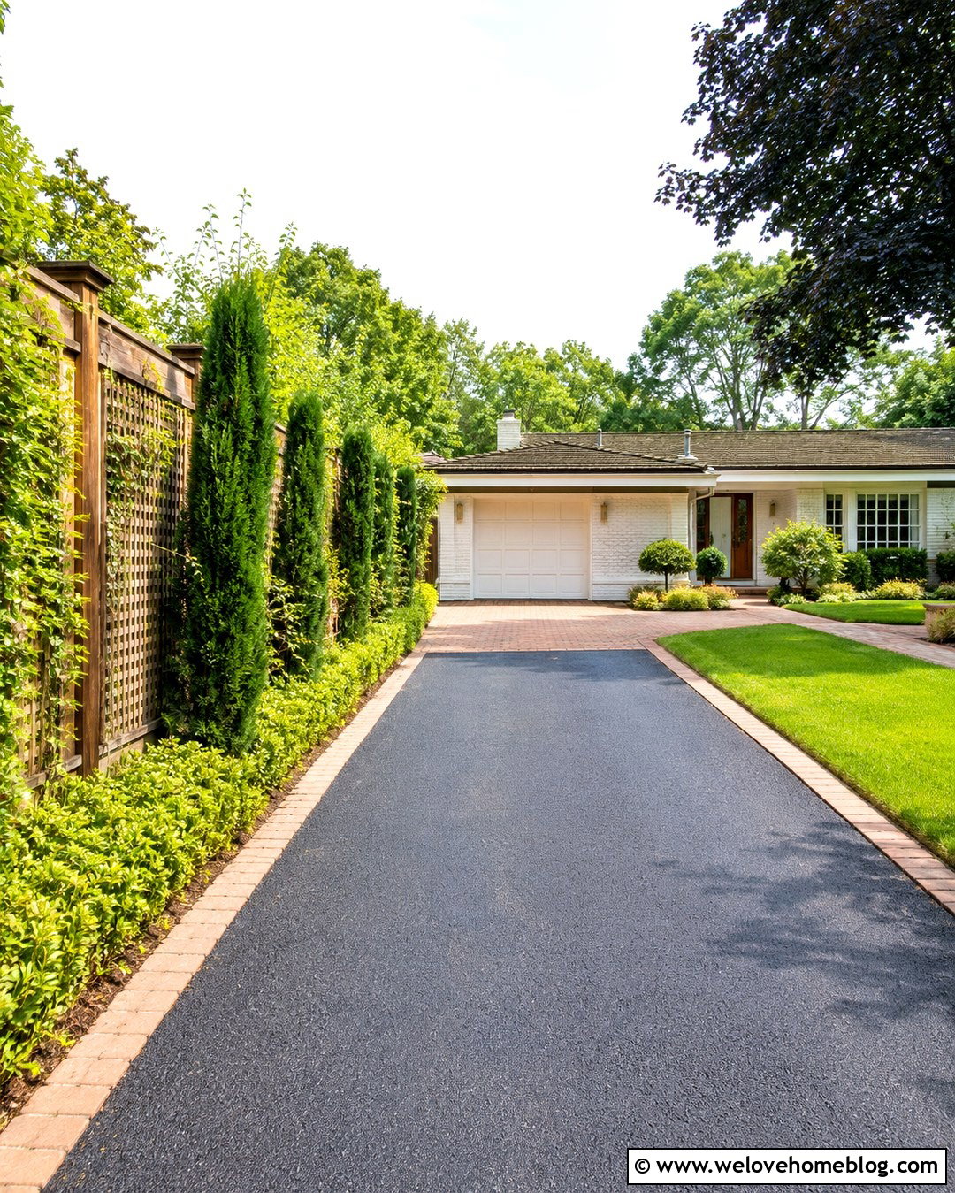 Privacy Trellis Along Driveway - 20 Driveway Trellis Ideas