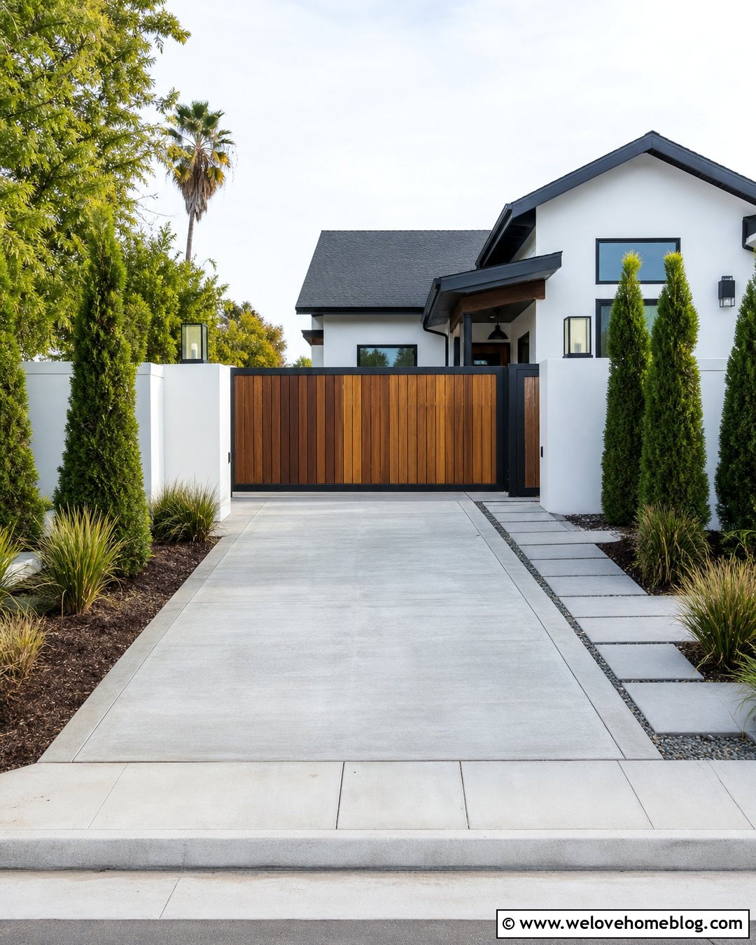Privacy Wooden Driveway Gate For A Narrow Driveway - 35 Wooden Driveway Gates Ideas