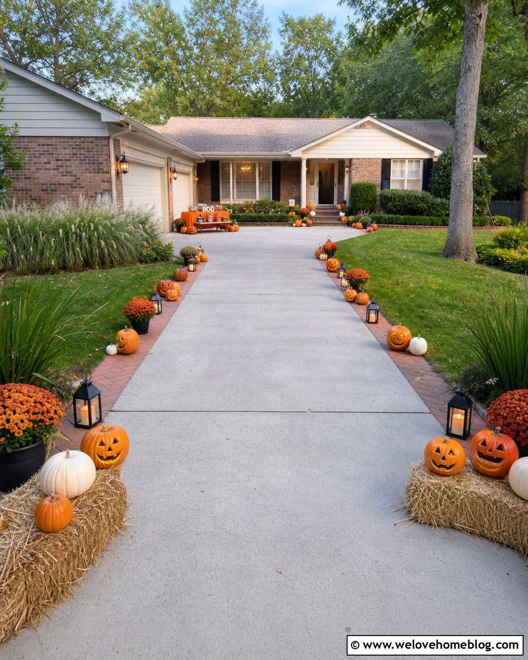 Pumpkin Lined Trick Or Treat Driveway - 25 Trick Or Treat Driveway Ideas