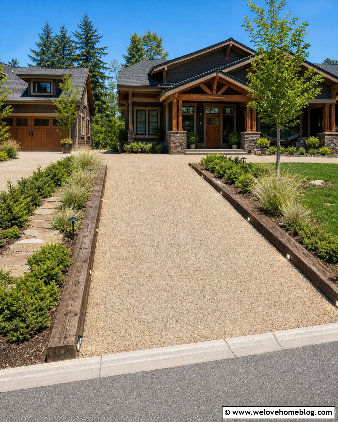 Railway Sleeper Lighting Along Driveway - 20 Railway Sleepers Driveway Ideas