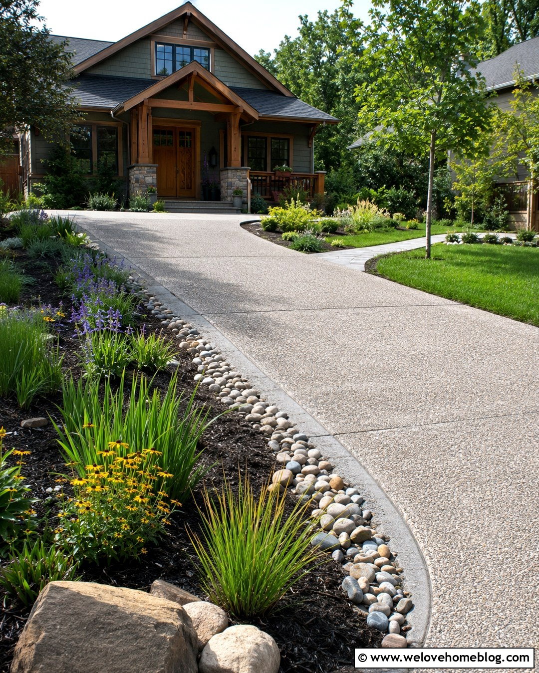 Rain Garden Beside Sloped Driveway - 20 Garden Beside Driveway Ideas