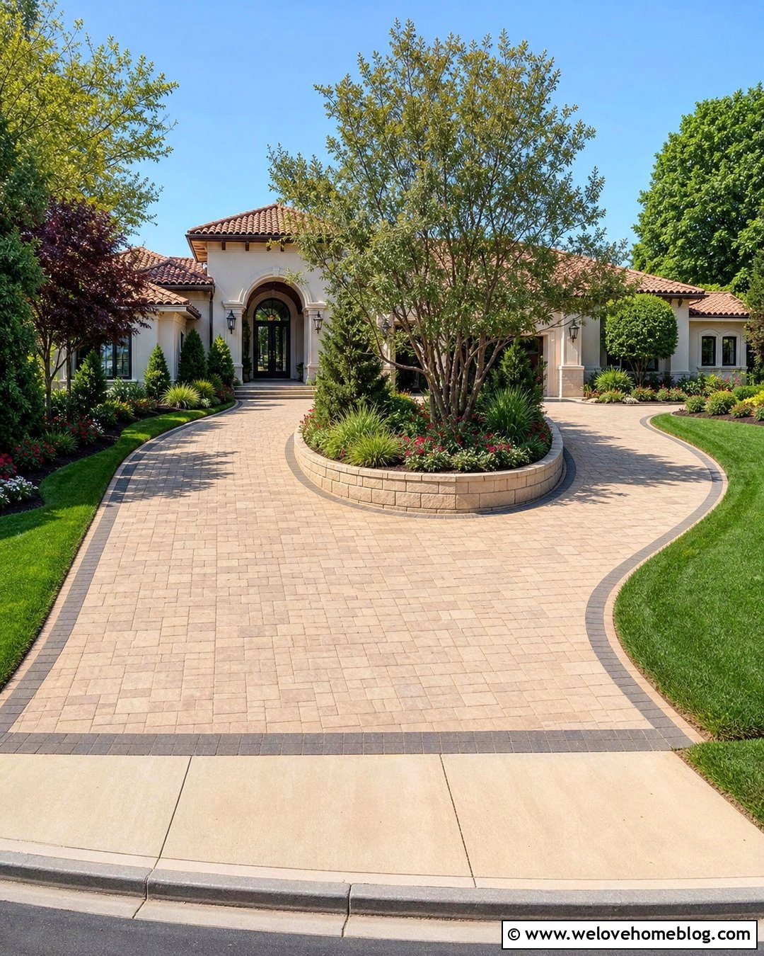 Raised Planter Driveway Divider - 25 Driveway Divider Ideas