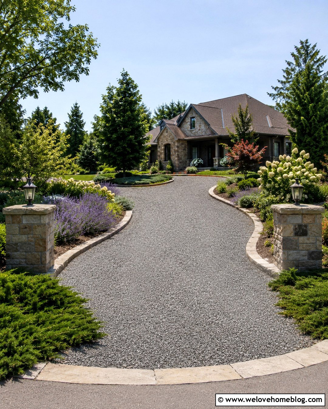 Raised Stone Lined Gravel Driveway - 20 Driveway Lining Ideas