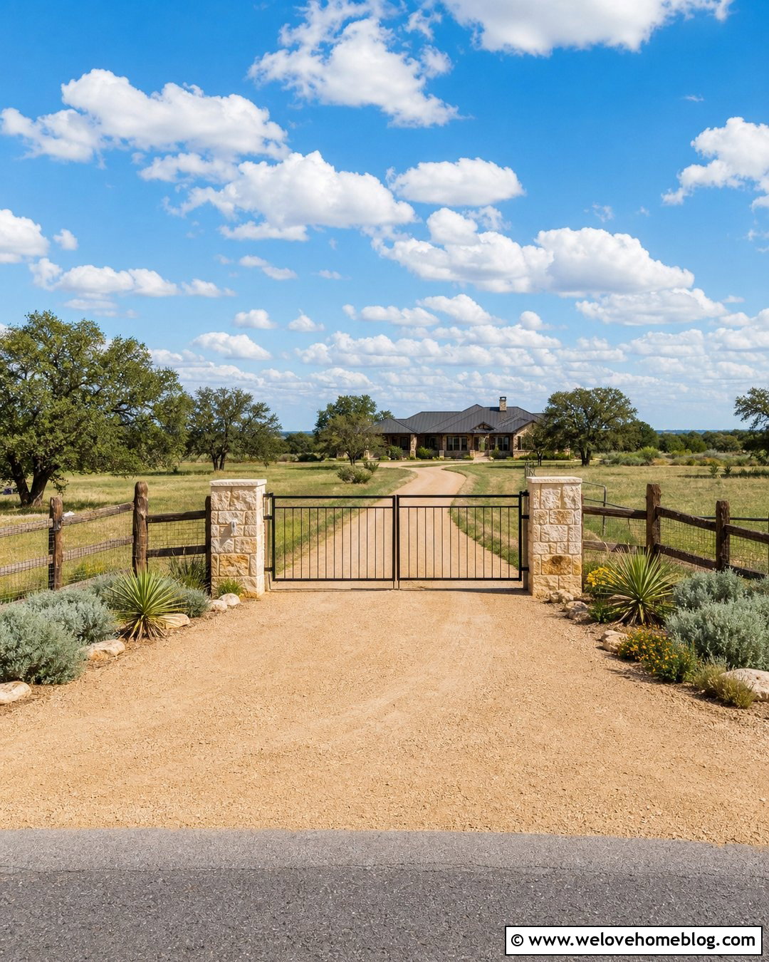 Ranch Driveway Entrance With Pipe Gate - 25 Rural Driveway Entrance Ideas