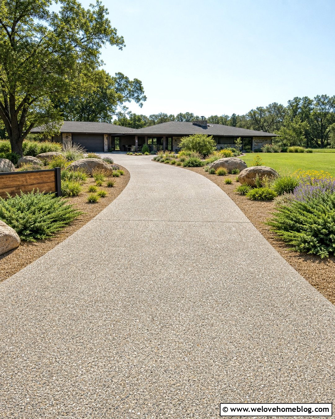 Ranch Driveway Entry With Boulder Landscaping - 30 driveway entry ideas