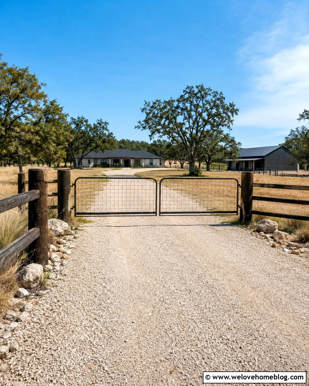 Ranch Driveway Gate with Pipe Frame - 20 choosing a driveway gate style ideas