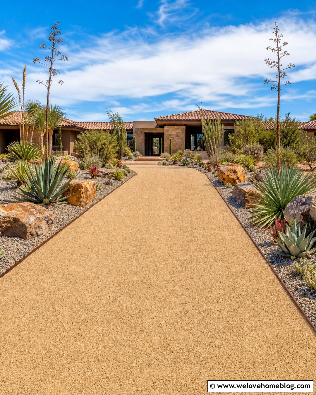 Ranch Driveway With Desert Boulders - 20 driveway boulder landscape ideas
