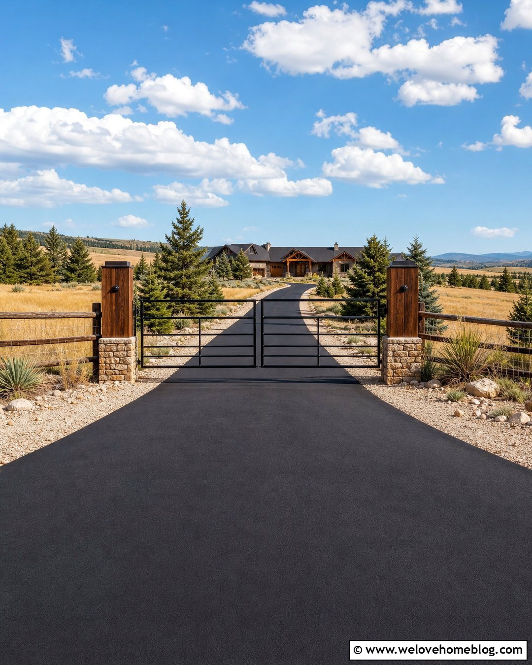 Ranch Gate With Asphalt Driveway - 30 farm gates entrance driveways country ideas