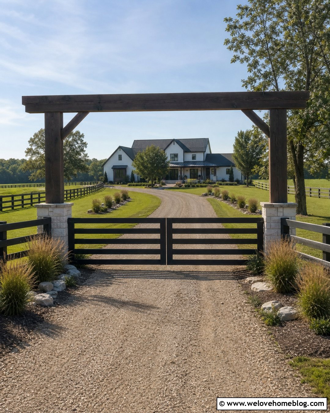 Ranch Gate With Overhead Sign - 20 Ranch Driveway Gate Ideas