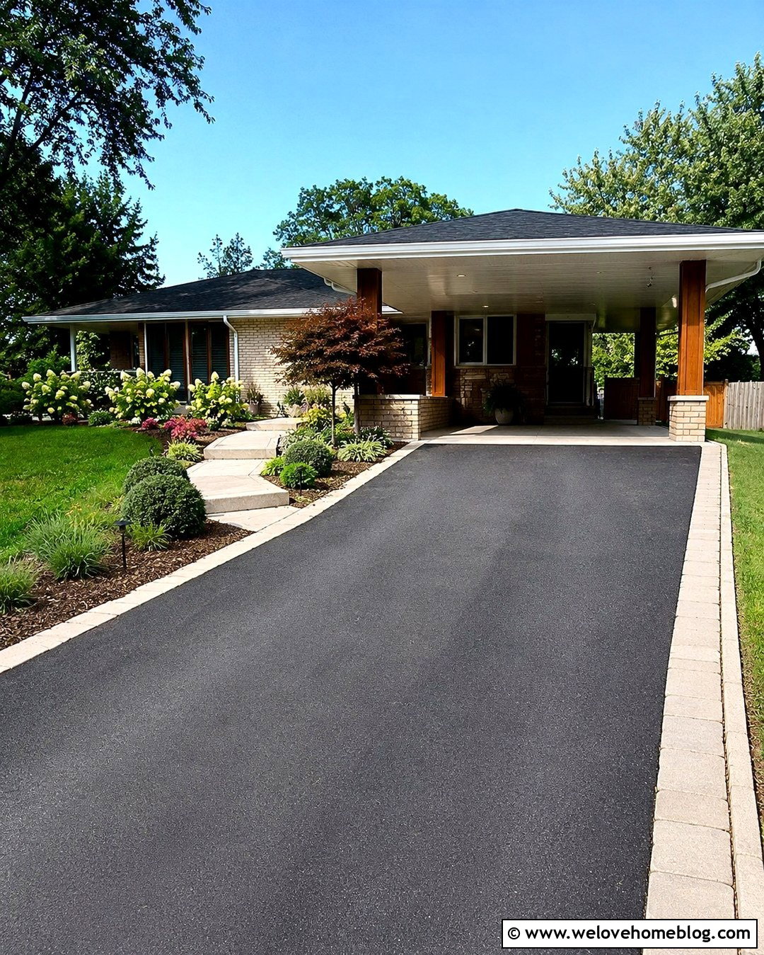 Ranch House Asphalt Driveway Porch - 20 Driveway Porch Ideas
