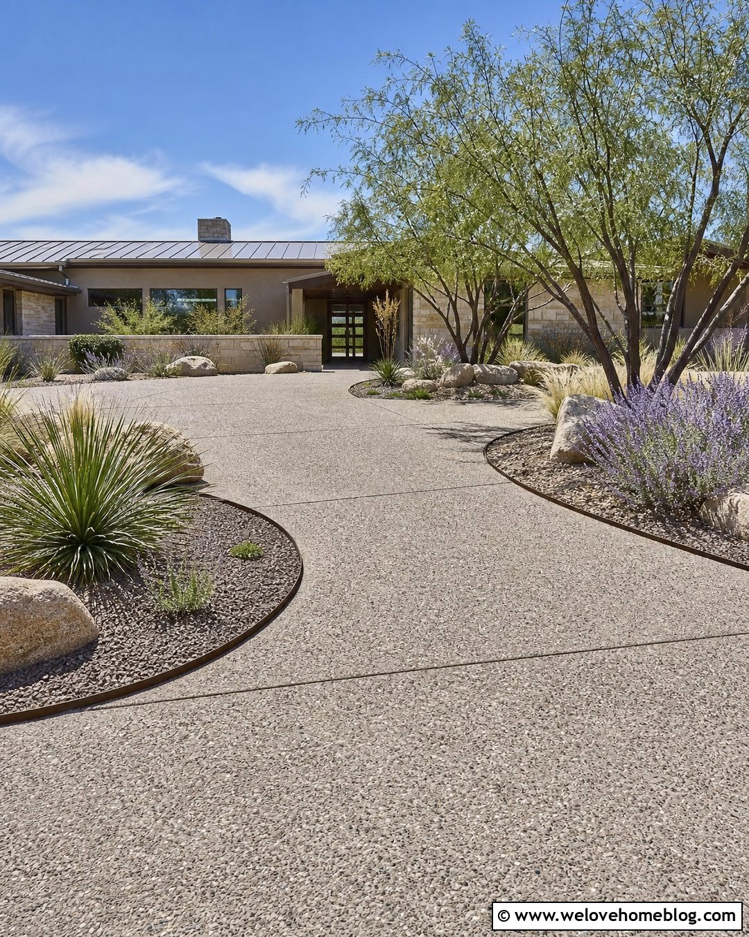Ranch House Driveway Landscaping With Xeriscaping - 30 driveway landscape ideas
