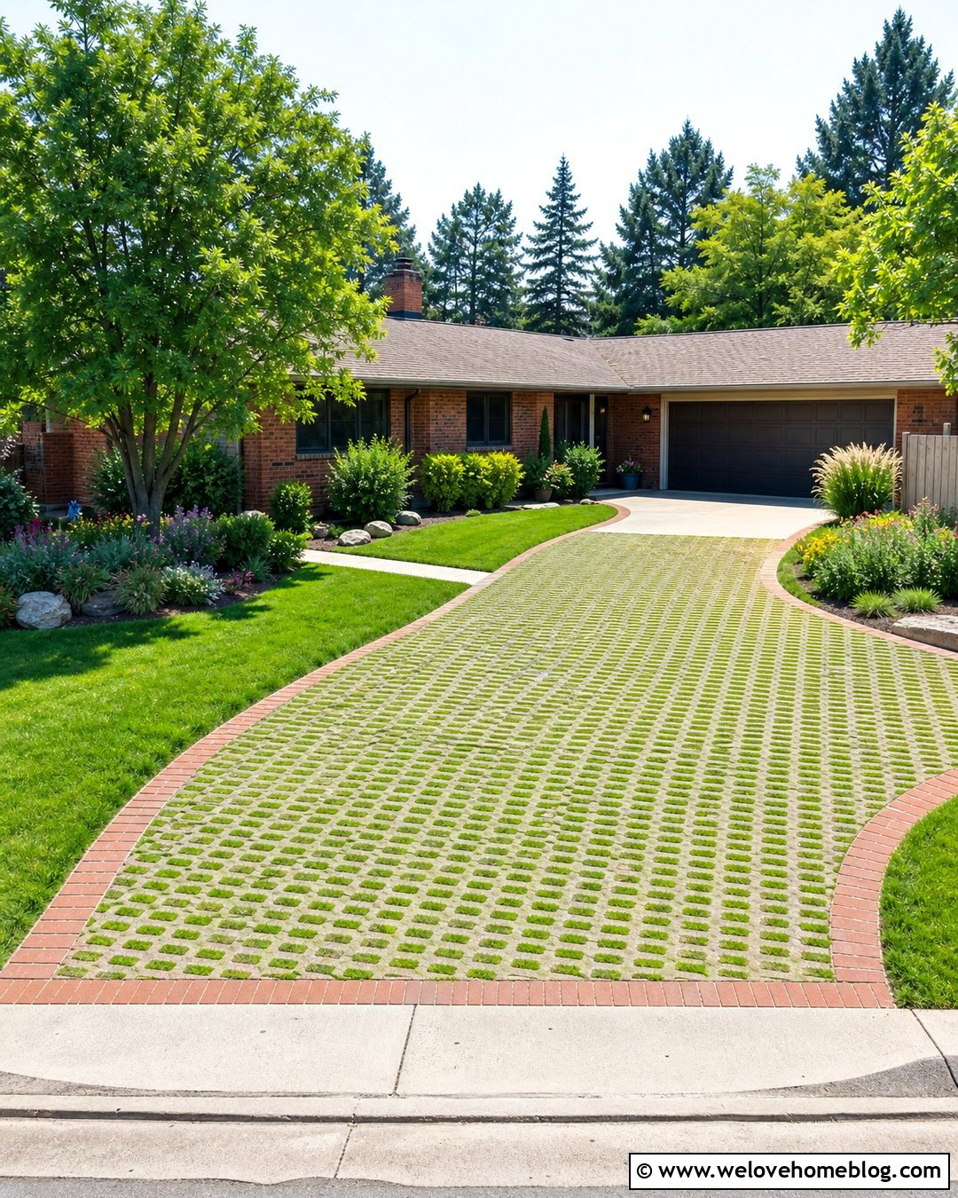 Ranch House Grass Paver Driveway - 45 grass pavers driveway ideas