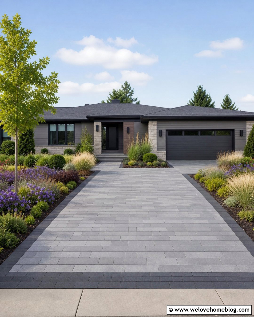 Ranch House Paver Driveway - 40 driveway pavers ideas