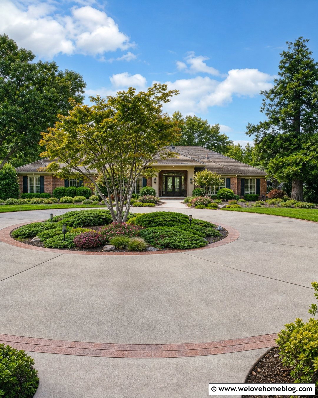 Ranch House Roundabout Driveway With Low Landscaping - 20 roundabout driveway landscaping ideas