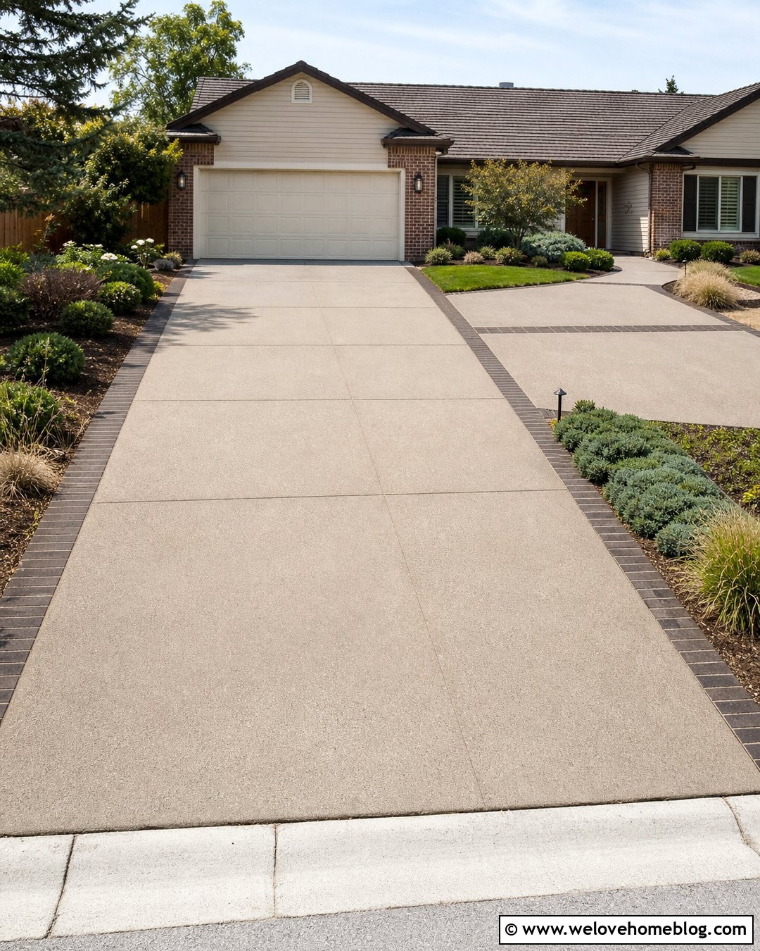 Ranch House Sand Finish Concrete Driveway - 20 Sand Finish Concrete Driveway Ideas