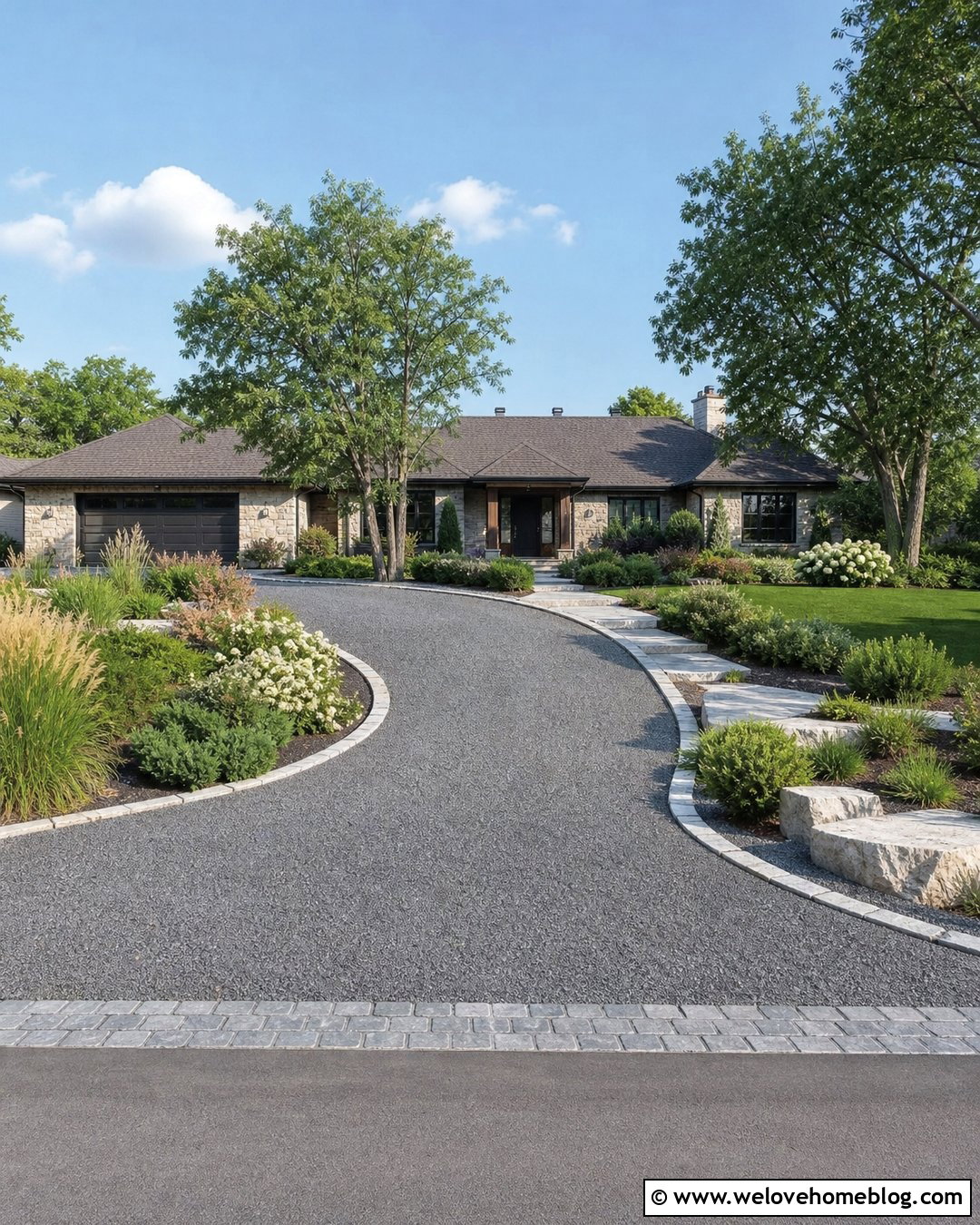 Ranch House Stone Driveway - 35 Stone Driveway Ideas