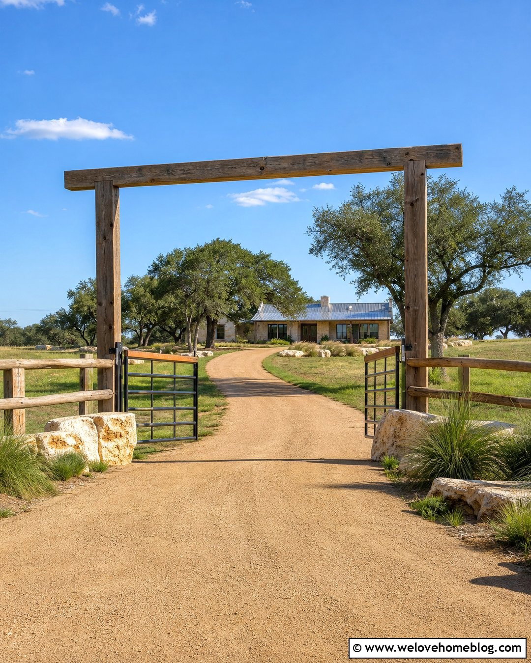 Ranch Timber Frame Driveway Entrance - 20 Timber Frame Driveway Entrance Ideas