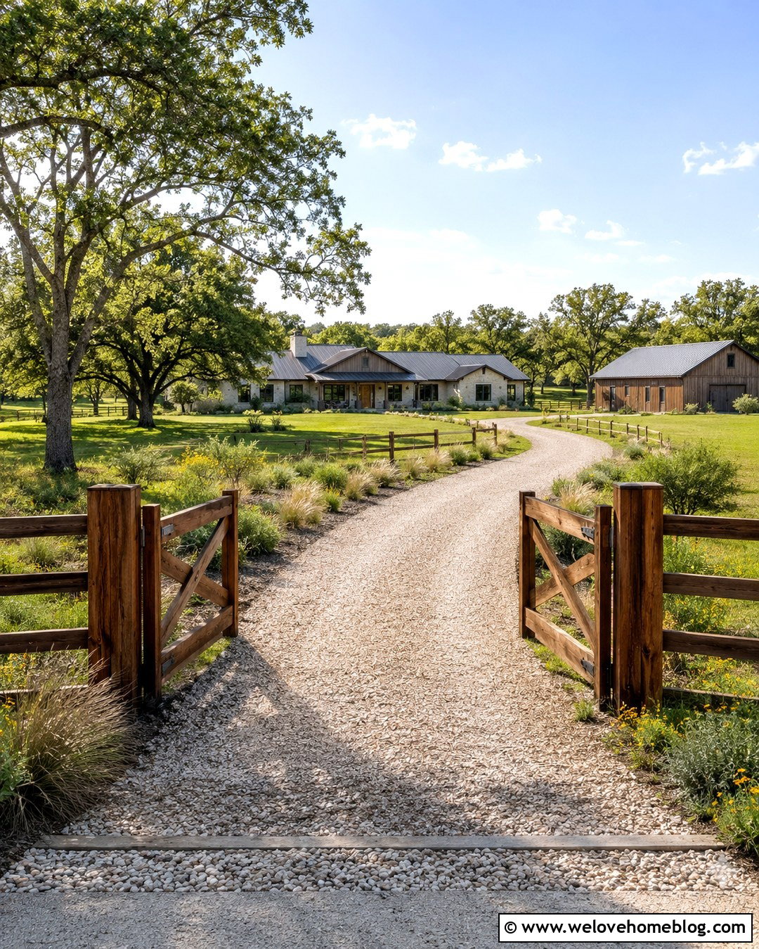 Ranch Wooden Driveway Gate With Split Rail Fence - 20 Wooden Entrance Gates Driveway Ideas