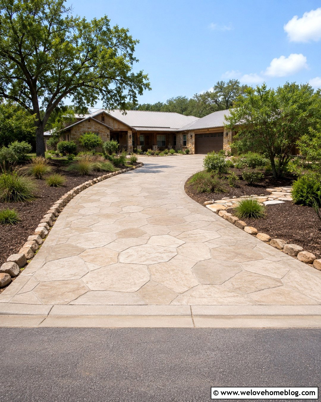 Random Flagstone Driveway Stencil - 20 Driveway Stencil Ideas