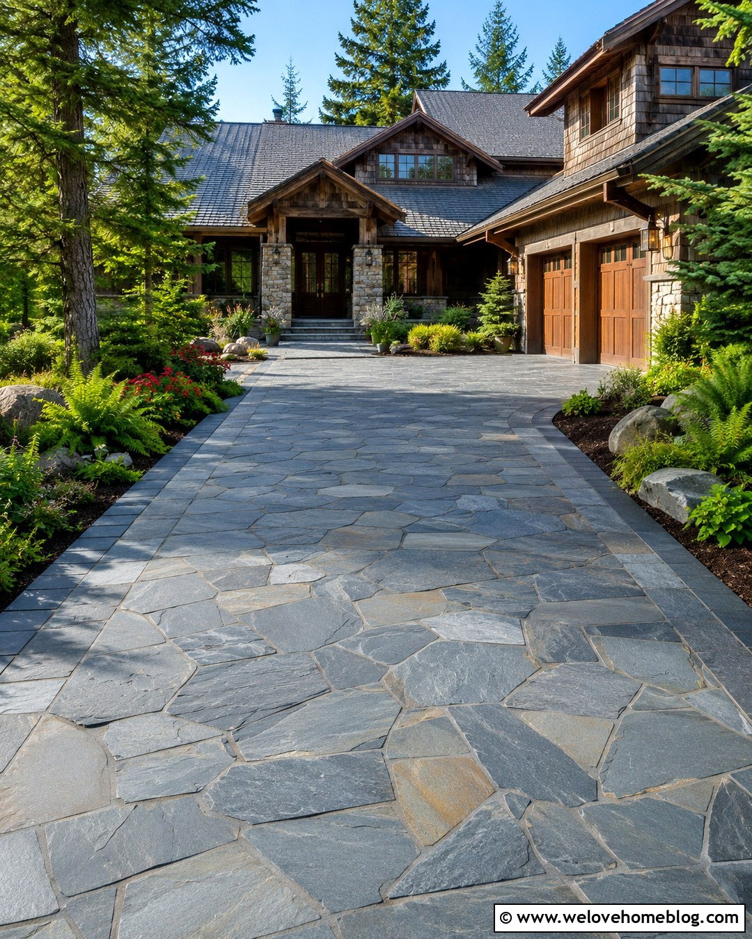 Random Pattern Slate Driveway - 20 Slate Driveway Ideas