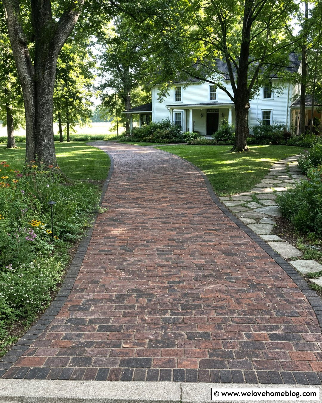 Reclaimed Brick Country Driveway - 20 Paving Bricks Driveways Ideas