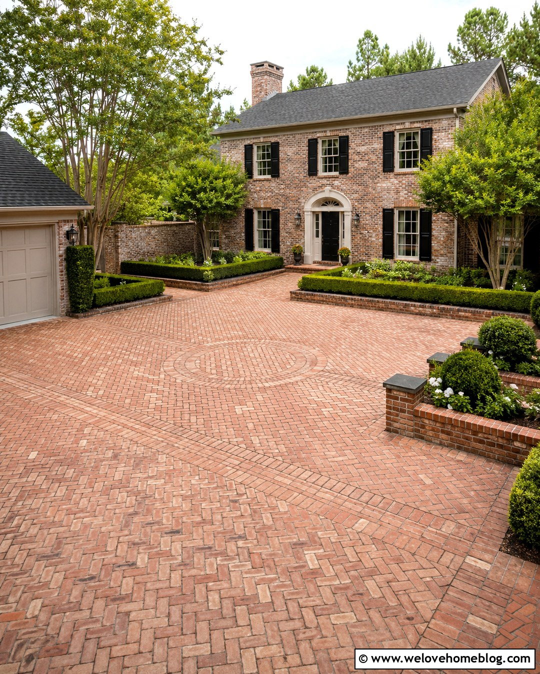 Reclaimed Brick Courtyard Driveway - 20 Reclaimed Brick Driveway Ideas