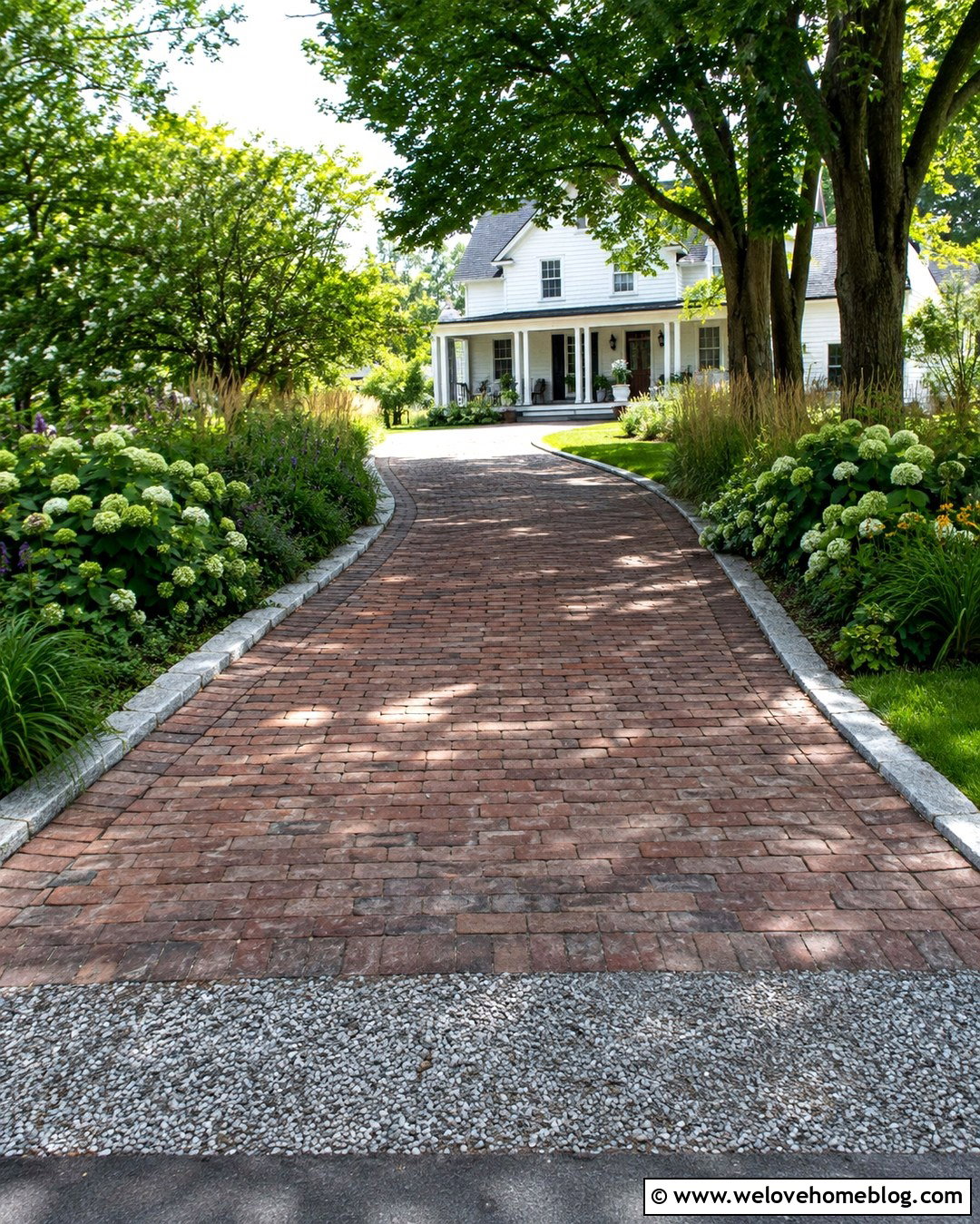Reclaimed Brick Driveway For A Farmhouse - 20 How To Design A Brick Driveway Ideas