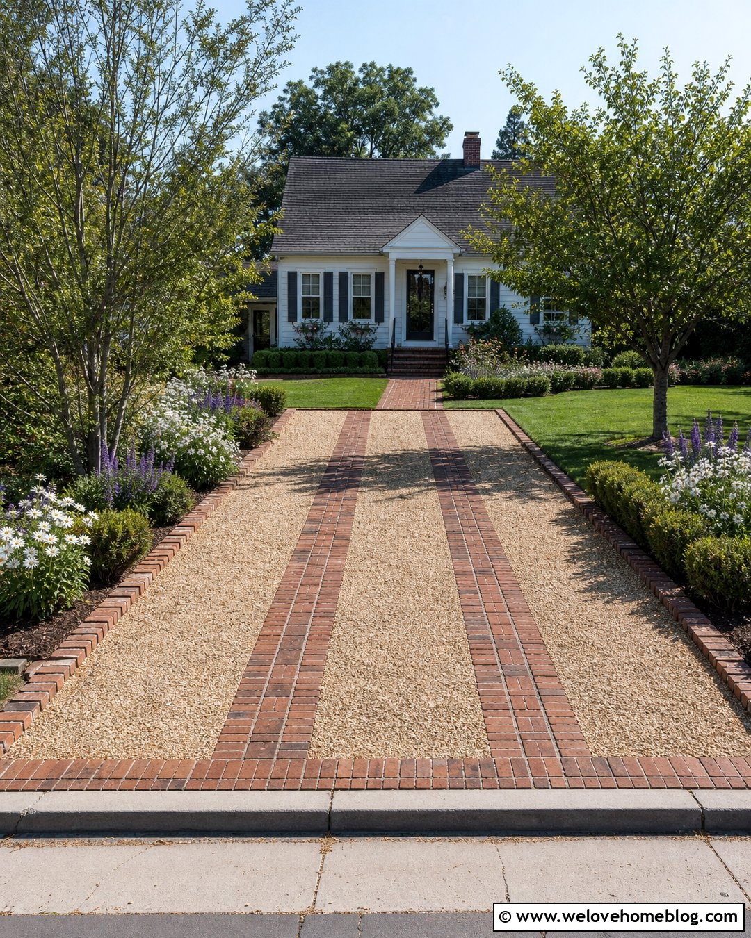 Reclaimed Brick Driveway With Gravel Infill - 35 cheap driveway ideas