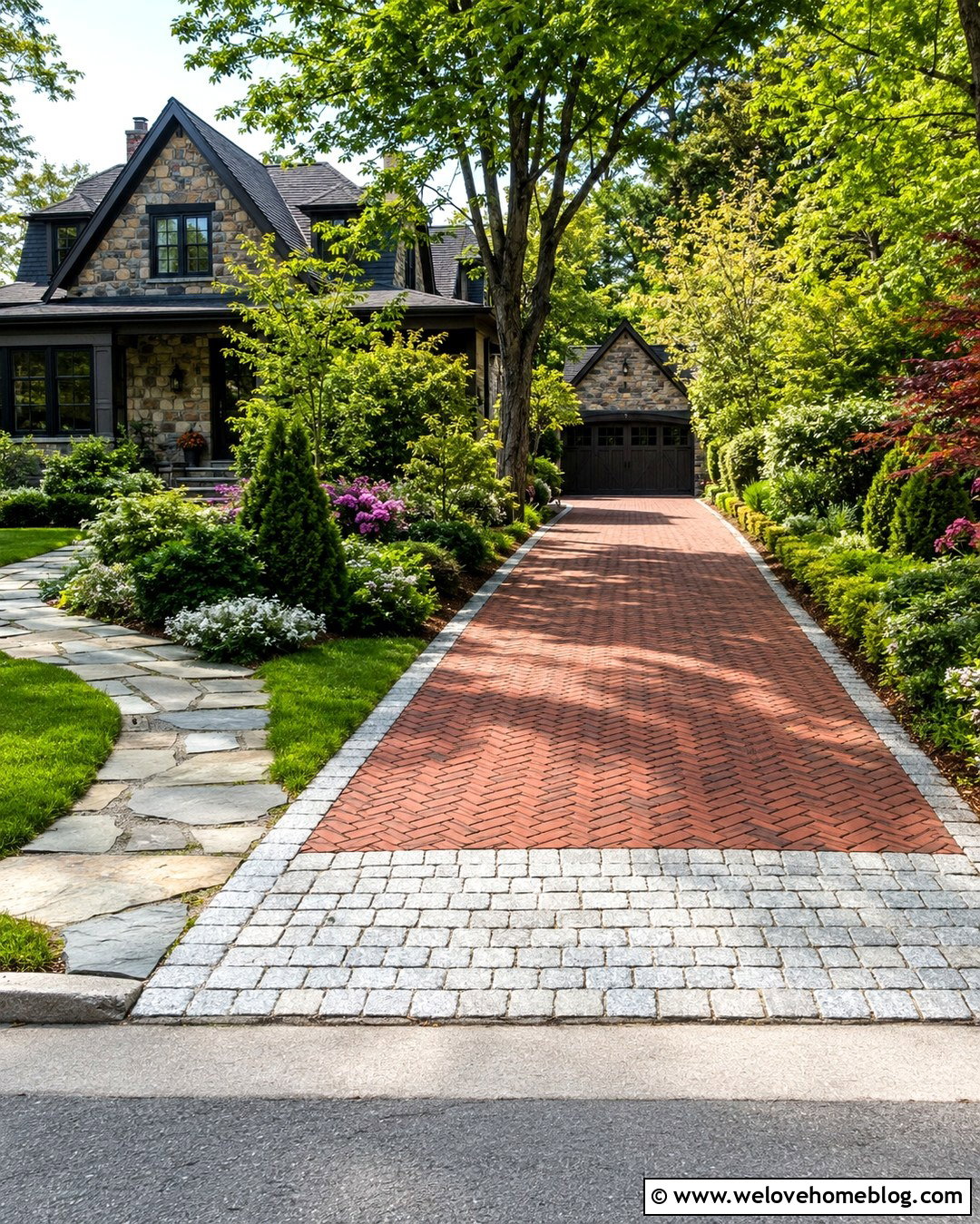 Reclaimed Brick Driveway With Stone Apron - 20 Reclaimed Brick Driveway Ideas