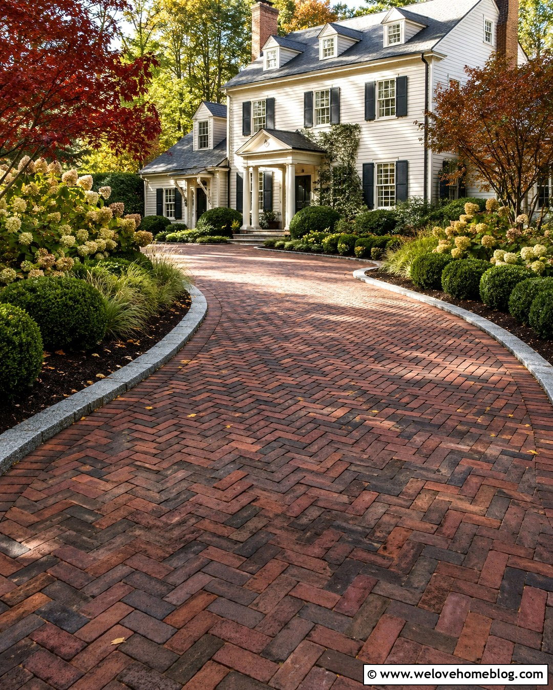 Reclaimed Brick Driveway - 20 Autumn Driveway Paving Ideas