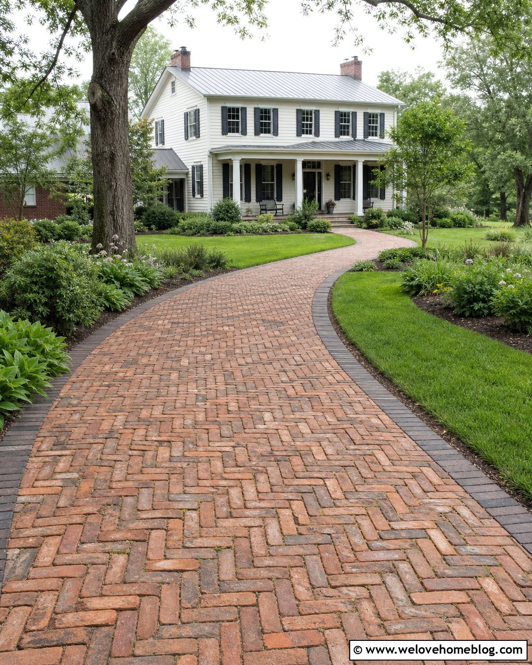 Reclaimed Brick Paver Driveway - 20 Paver Driveway Design Ideas