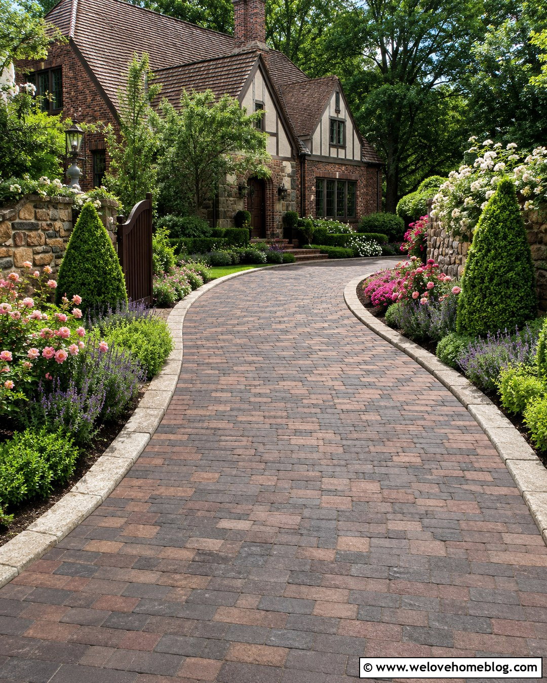 Reclaimed Cobblestone Driveway With English Garden - 20 Cobblestone Driveway In Garden Ideas
