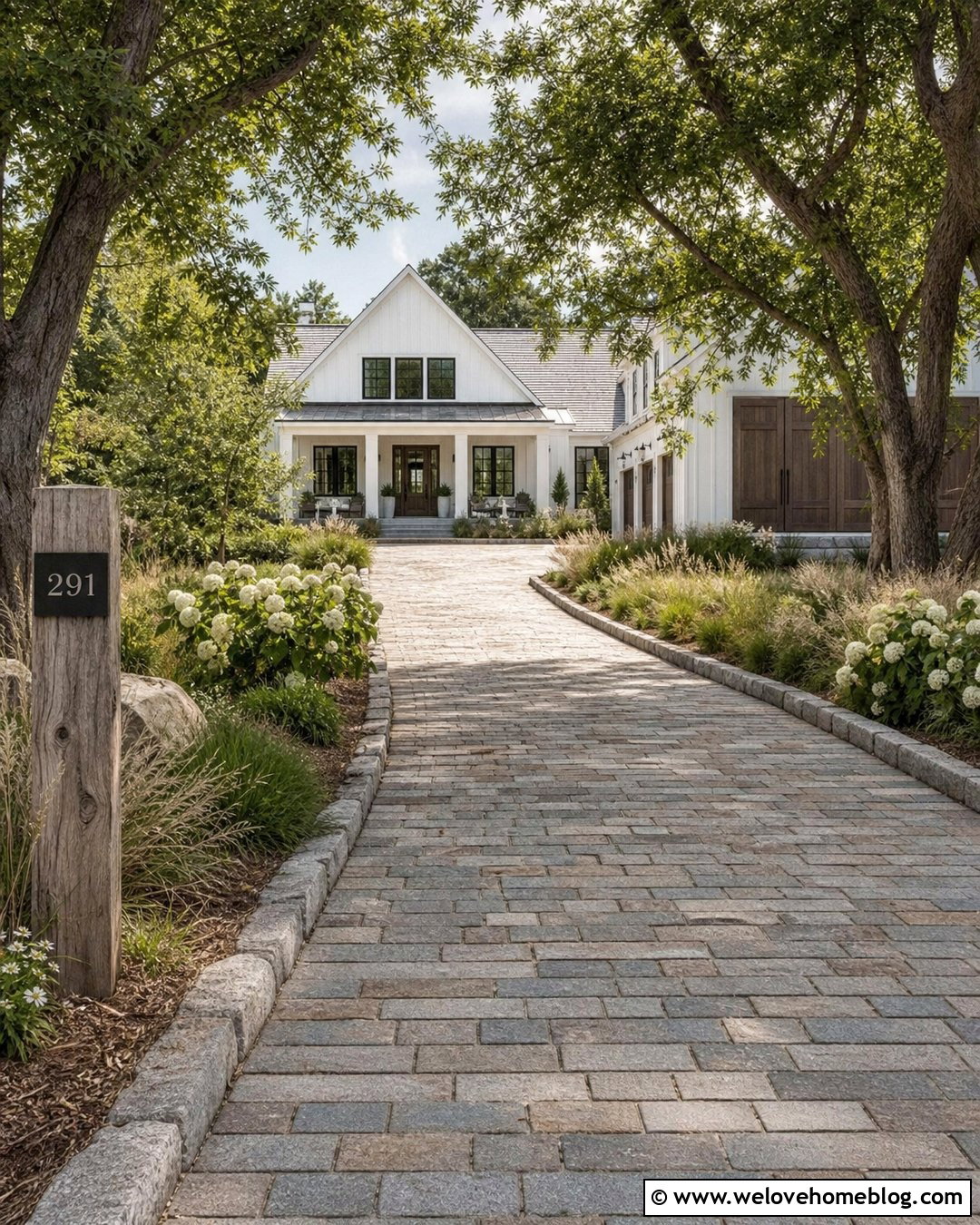 Reclaimed Granite Paver Farmhouse Driveway - 20 Granite Pavers Driveway Ideas