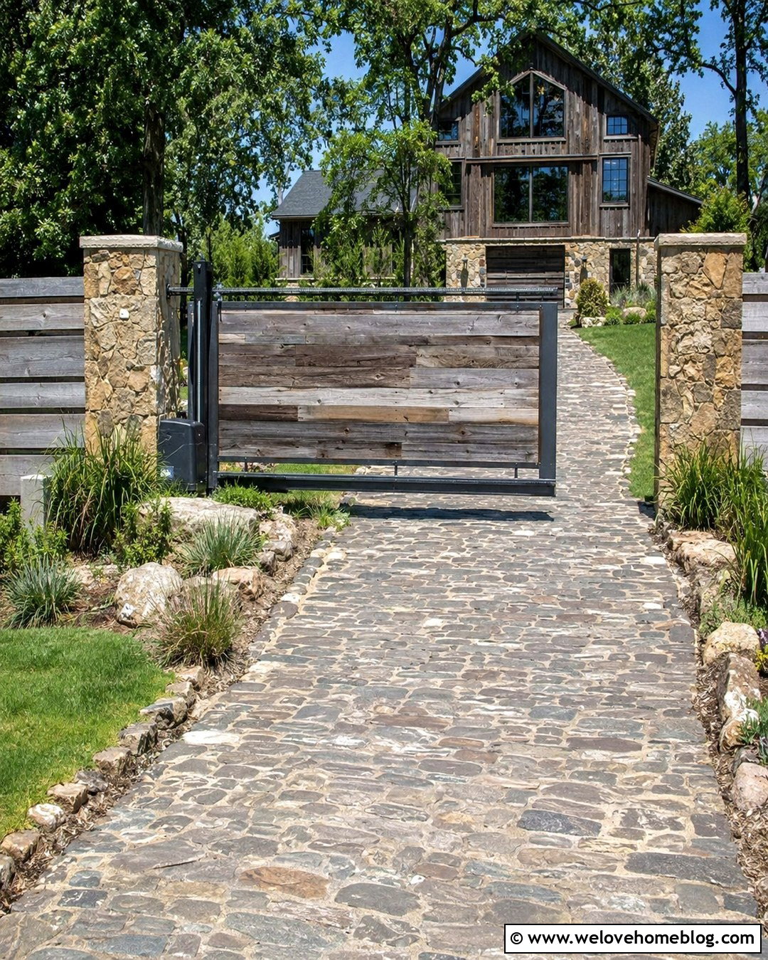 Reclaimed Wood Driveway Gate With Automatic Opener - 20 Wooden Driveway Gate With Automatic Opener Ideas