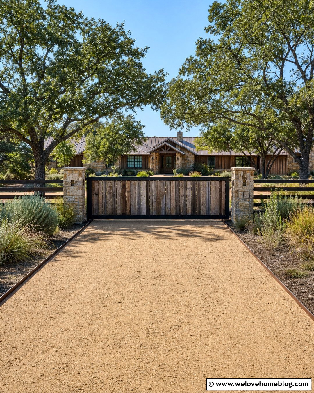Reclaimed Wood Driveway Gate With Decomposed Granite - 20 Wood Gates Driveway Ideas