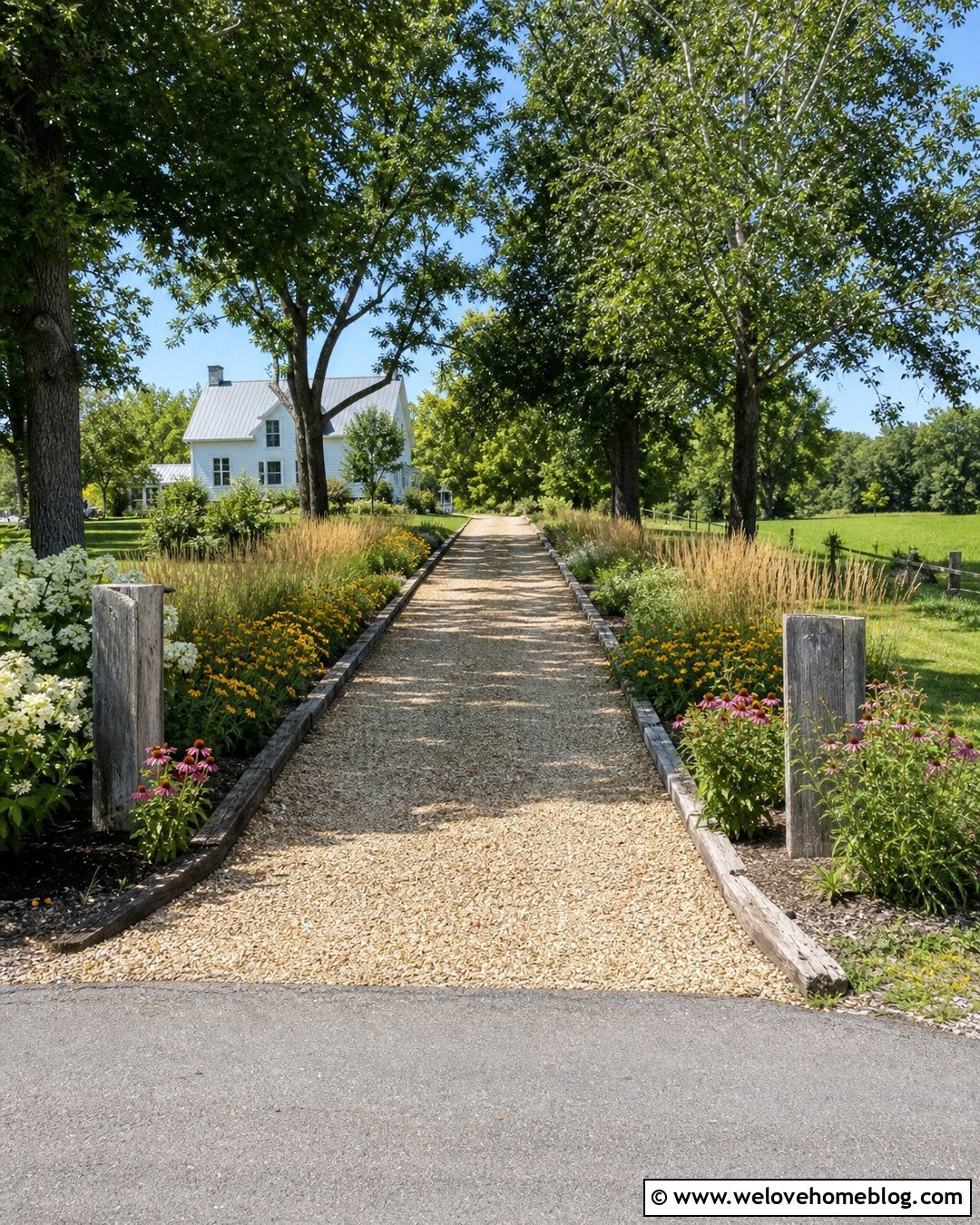 Reclaimed Wood Edging For A Farmhouse Gravel Driveway - 20 wood edging for gravel driveway ideas