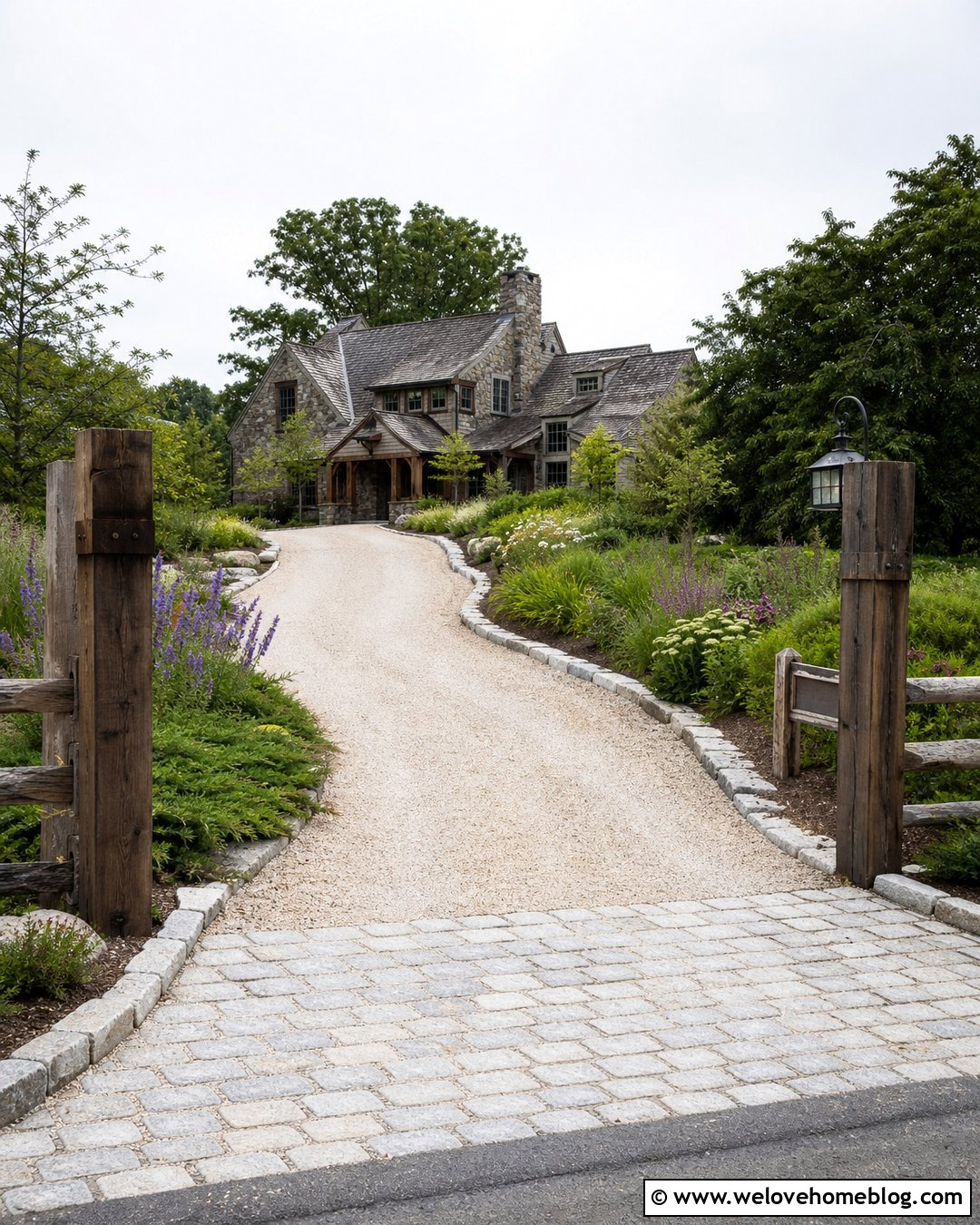 Reclaimed Wood Split Rail Driveway Entrance - 20 Split Rail Driveway Entrance Ideas