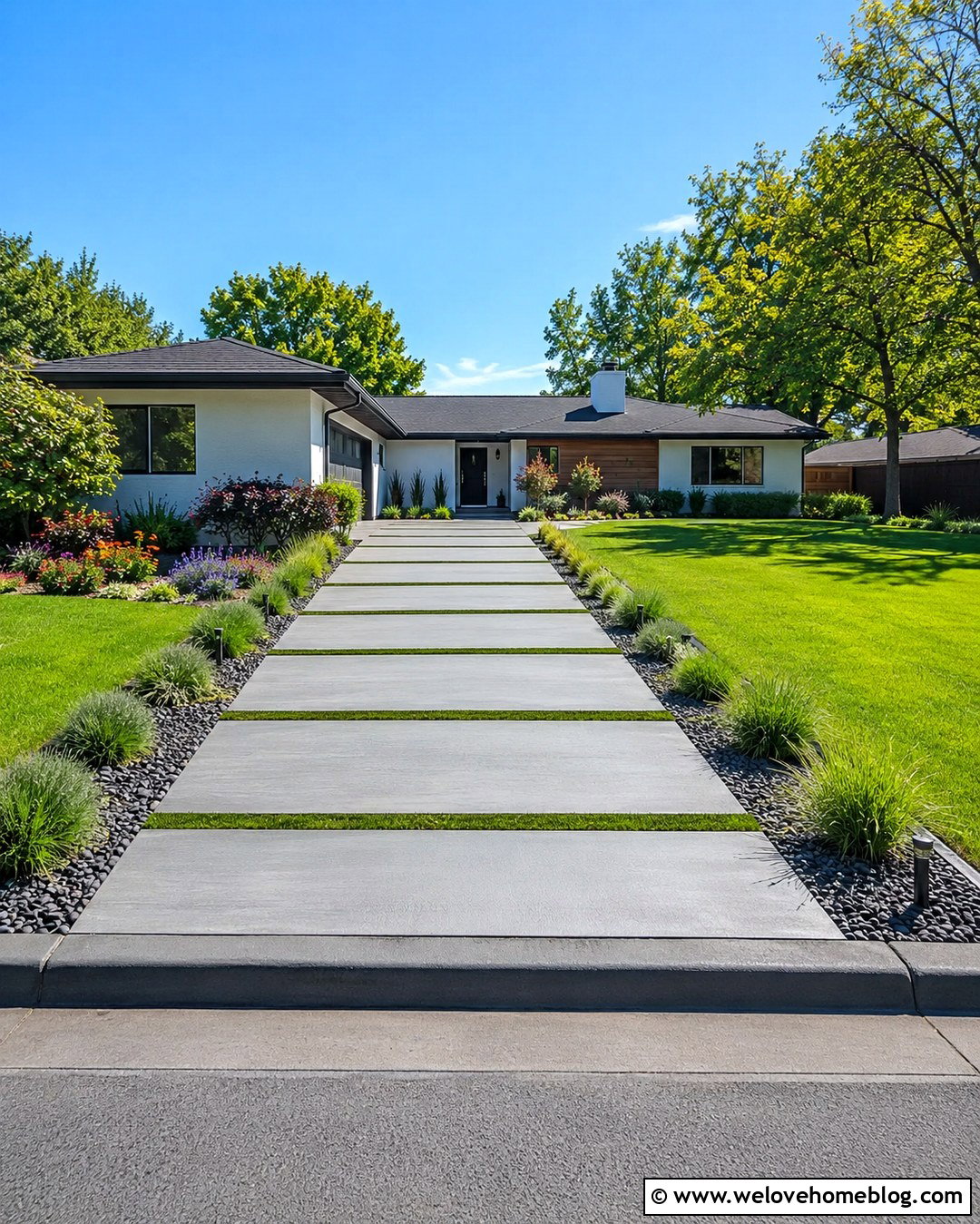 Rectangular Concrete Slab Driveway - 20 concrete driveway with grass inlay ideas