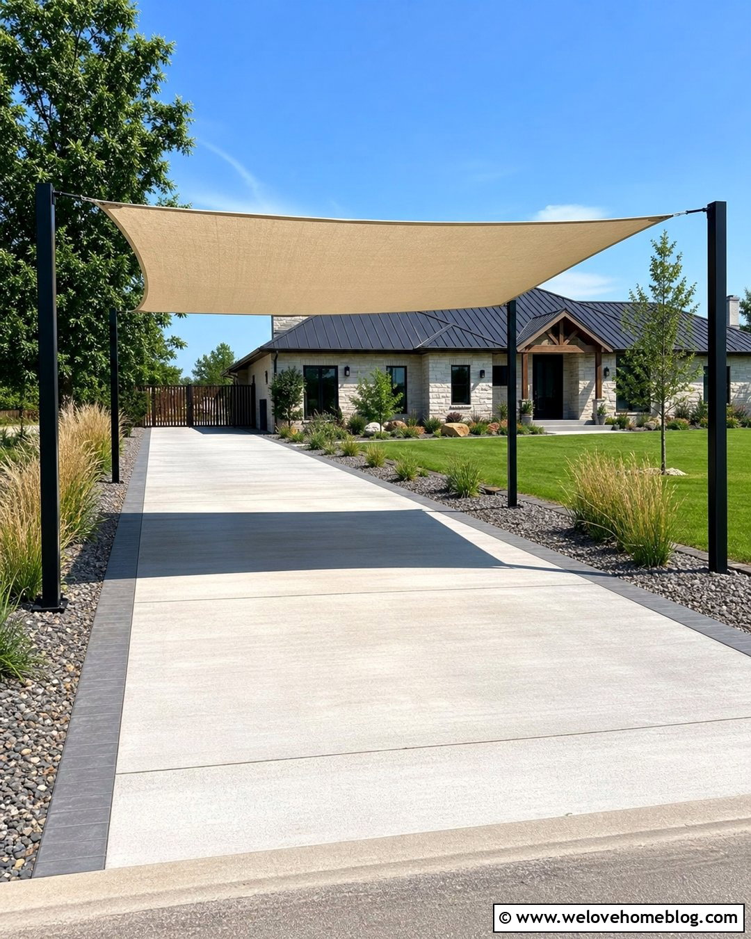 Rectangular Driveway Shade Sail - 20 Driveway Sun Shade Ideas