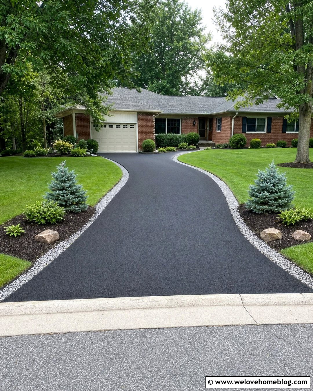 Recycled Asphalt Driveway With Lawn Edges - 40 driveway on a budget ideas