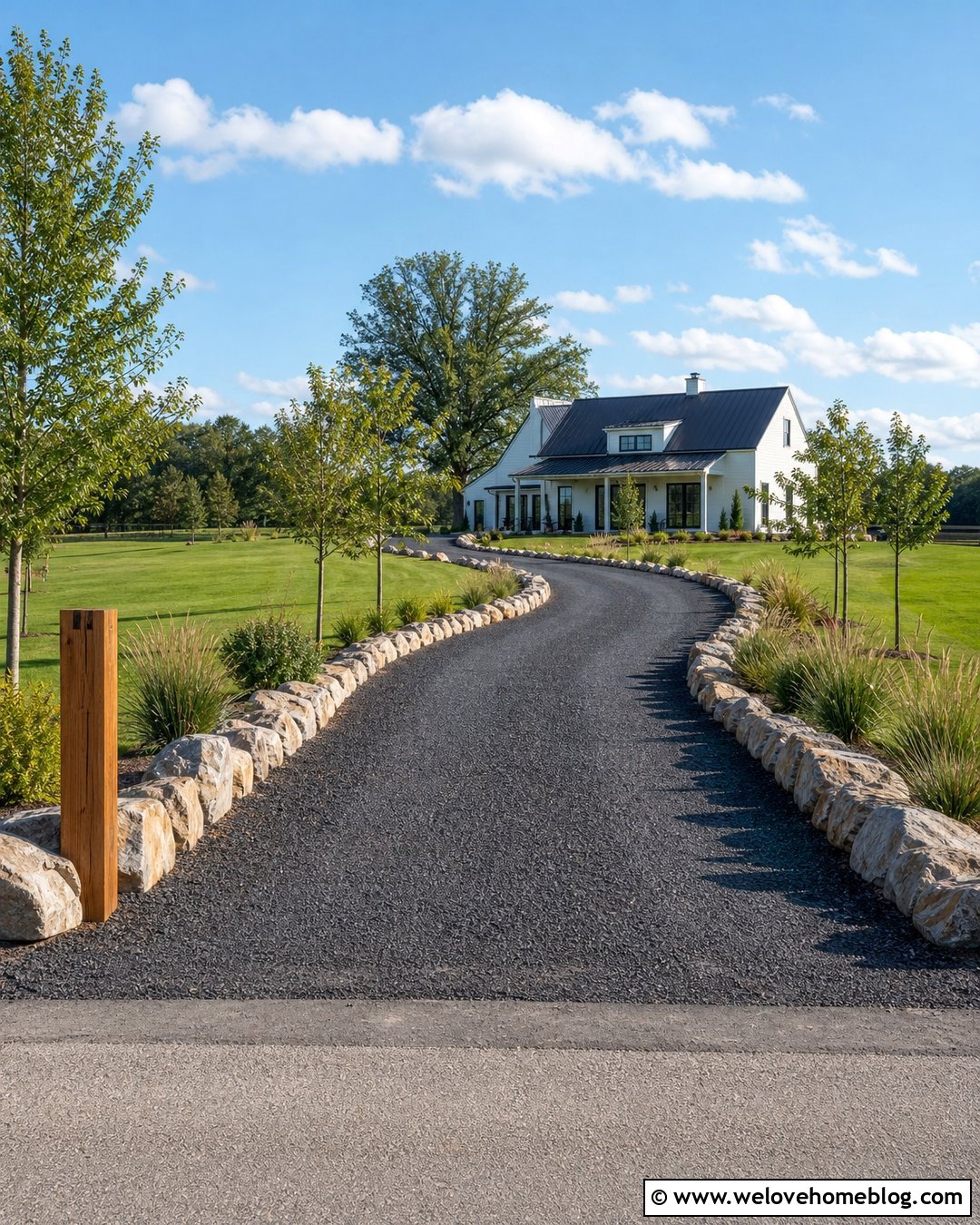 Recycled Asphalt Driveway With Stone Borders - 35 cheap driveway ideas