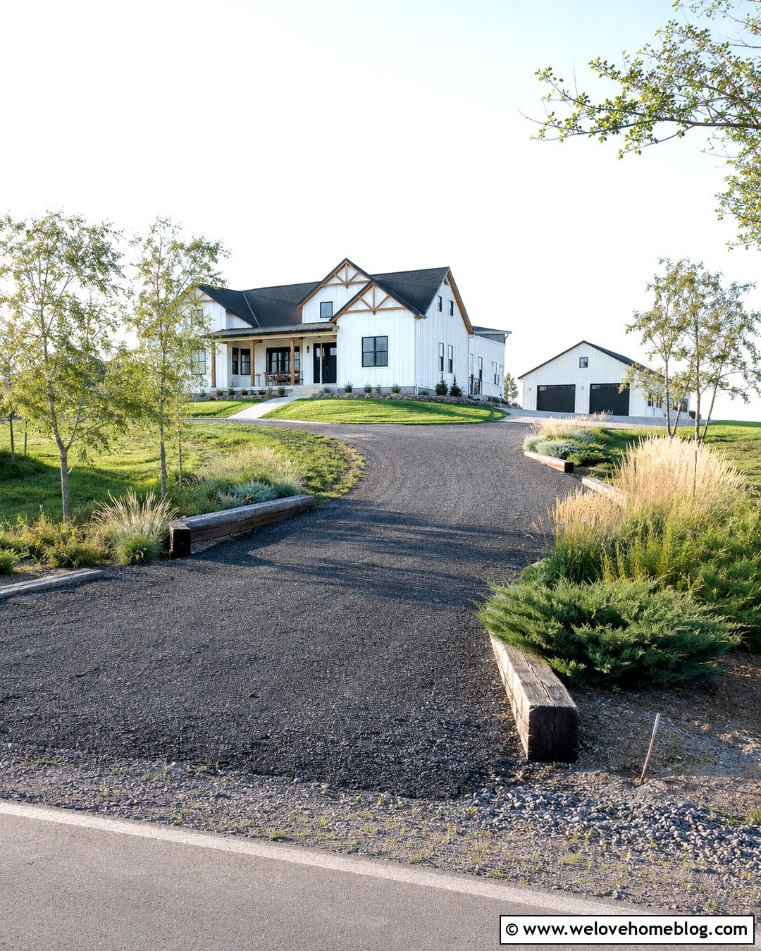 Recycled Asphalt Driveway With Timber Borders - 20 low maintenance driveway ideas