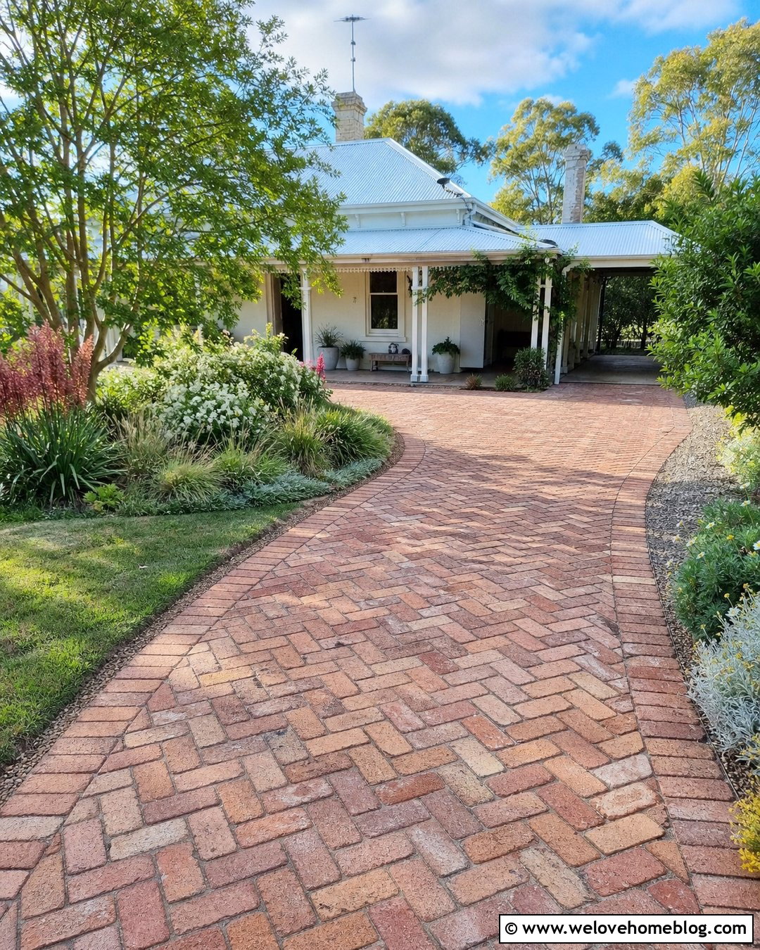 Recycled Brick Driveway For A Country Cottage - 20 Australian Driveway Ideas
